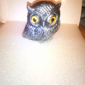 Resin Owl Figurine with Yellow Eyes